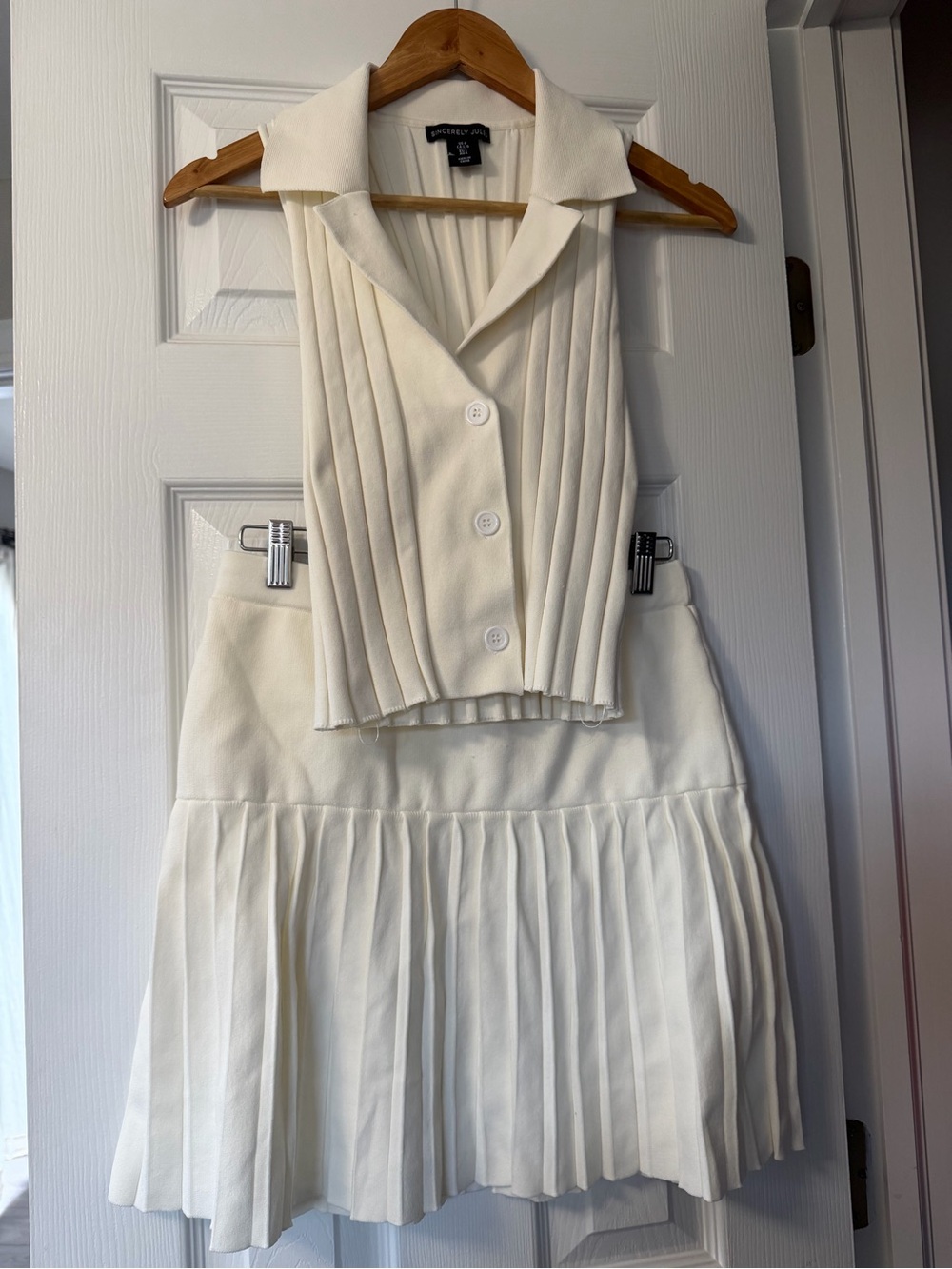Pleated Cream Two-Piece Dress Set by Sincerely Jules